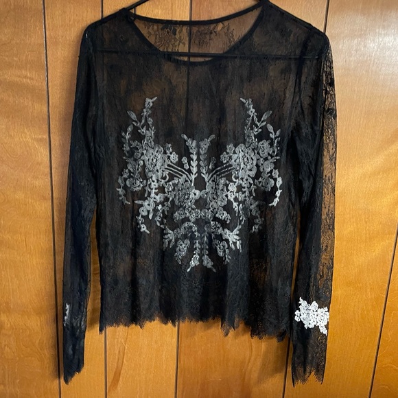 Rare For Love and Lemons black embroidery sheer see through mesh lace top - Picture 7 of 10